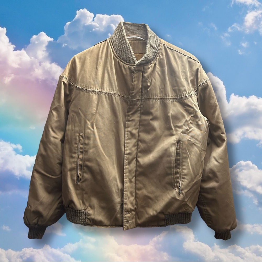 THE ORIGINAL VARSITY CATALINA MENS VINTAGE TAN BOMBER JACKET - SZ 40
